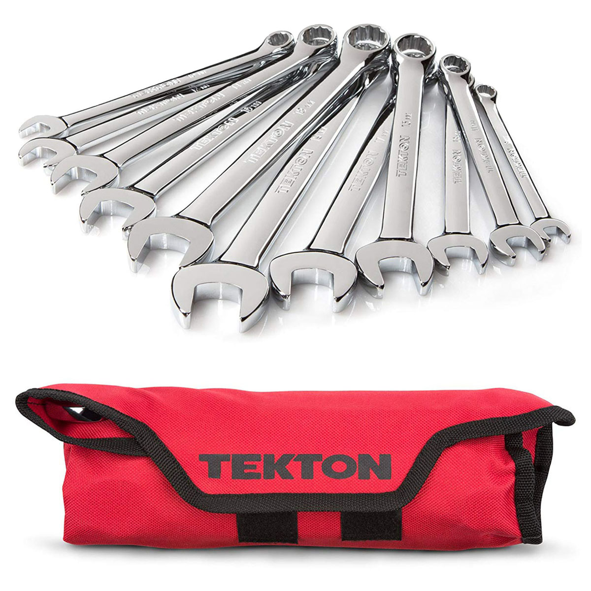 11 Pc Metric Combination Wrench Set w Roll Up Pouch Tekton WRN03389